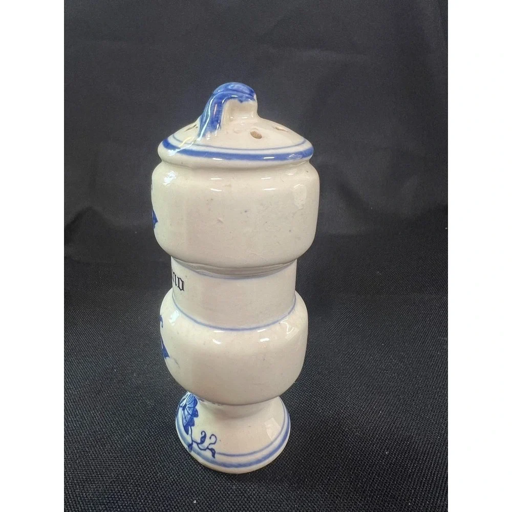 Vintage Blue Onion Arnart Oregano Spice Jar Porcelain Kitchen Decor Blue & White